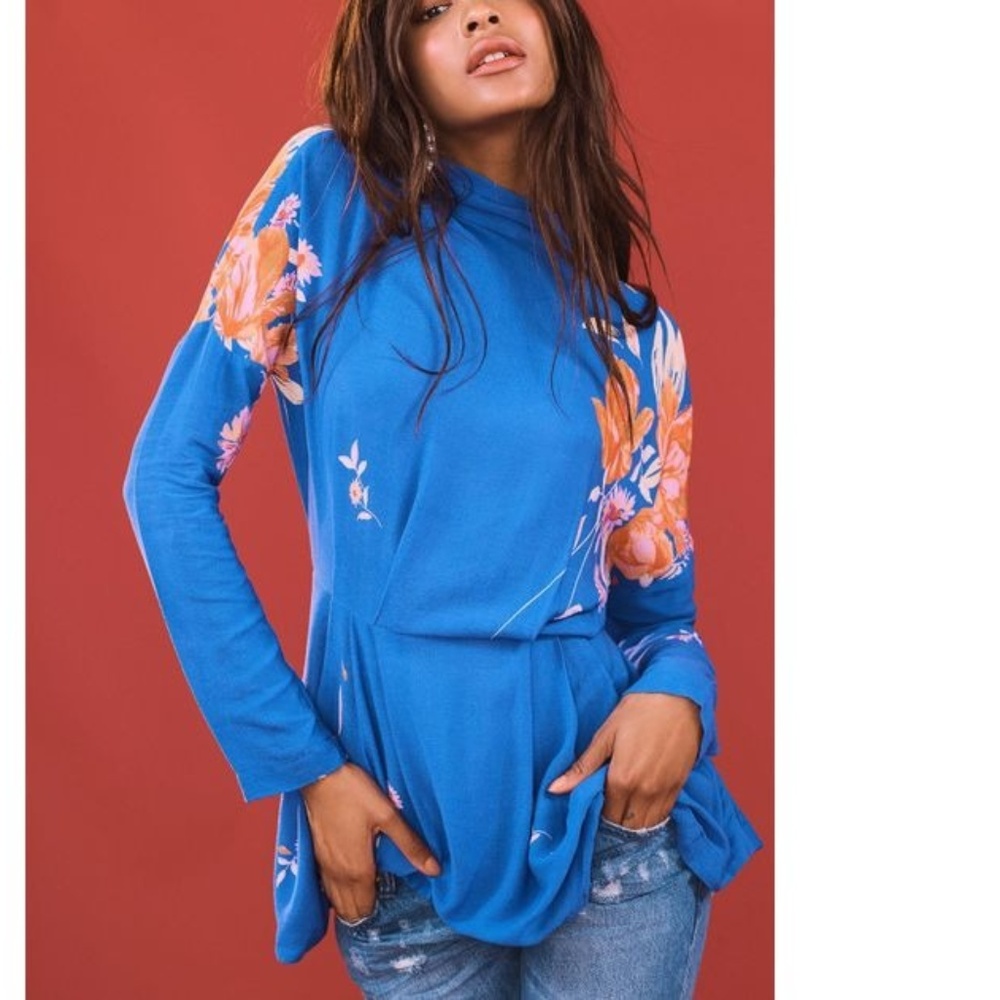 NWT Free People Gemma Blue Tunic XS